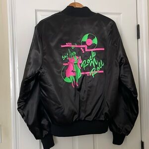 VINTAGE BLACK BOMBER JACKET - ROCK AND ROLL